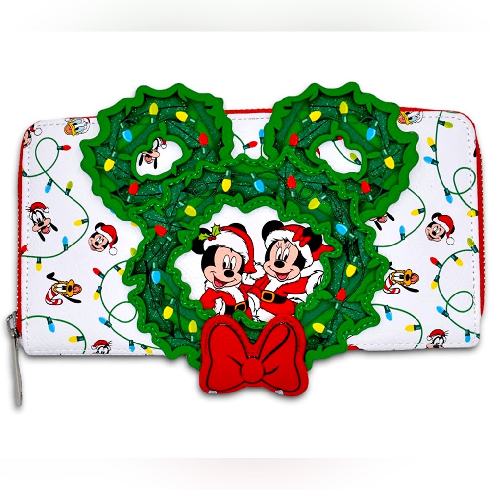 rare NEW Loungefly Mickey Minnie Pluto Christmas holiday clutch factory sealed